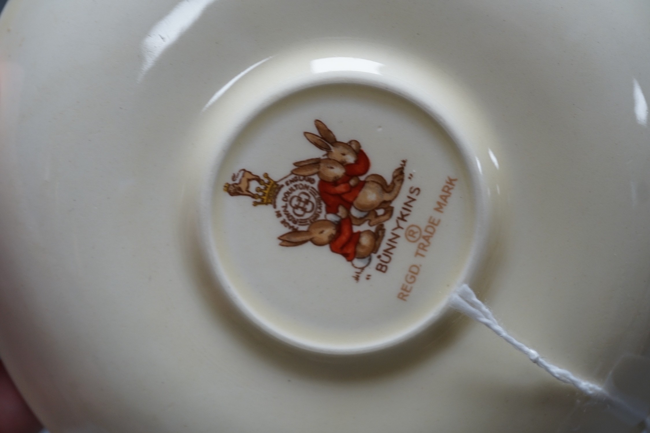 Royal Doulton Bunnykins: two dishes, 19 and 15cm, pair of side plates and a saucer